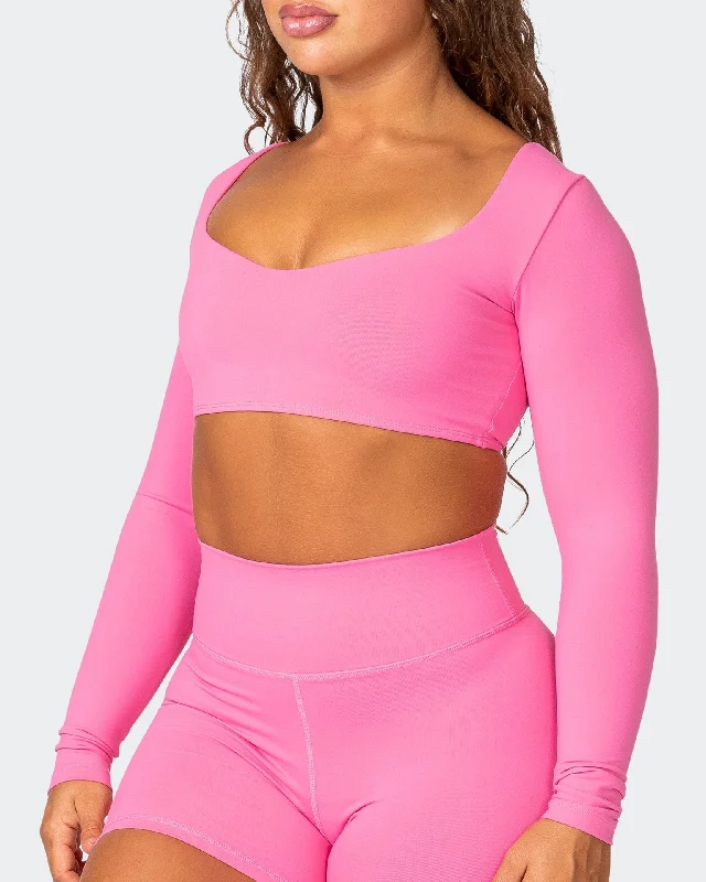 Sleek Long Sleeve Bra - Bubblegum