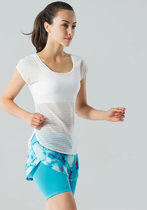 Hollow Out Mesh Yoga T-shirt