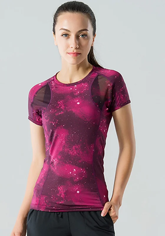 Mesh Panel Short-sleeve Yoga Top