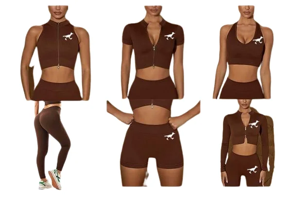 Coast To Coast - 6 Piece Yoga Set - Brown / White