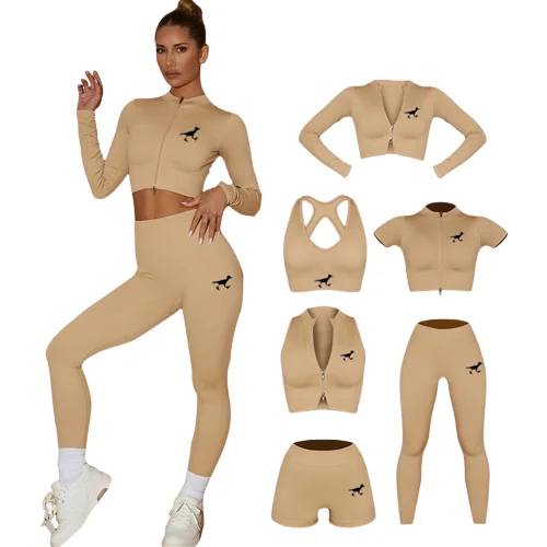 Coast To Coast - 6 Piece Yoga Set - Light Brown / Black