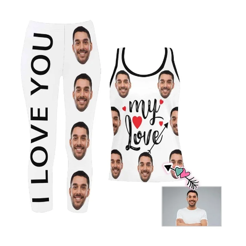 Custom Face My Love Women's Yoga Racerback Tank&Leggings Set