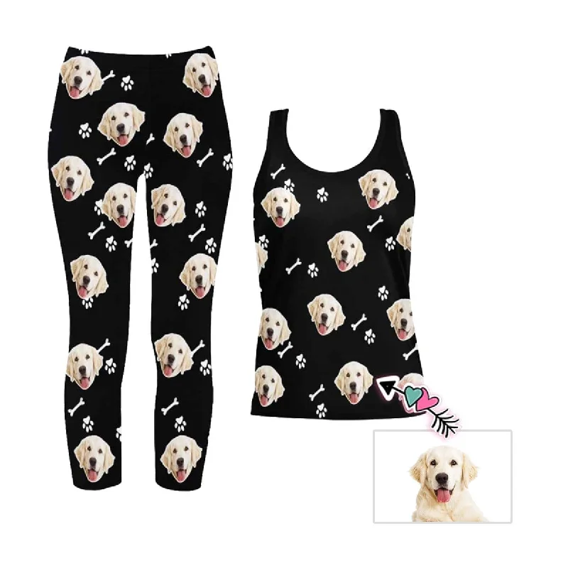 Custom Face Paw Bone Women's Yoga Racerback Tank&Leggings Set