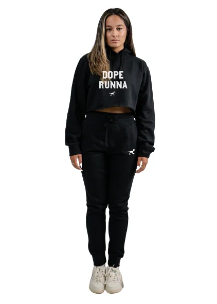 Fresh Start -  Crop Top SweatSuit - Black X White