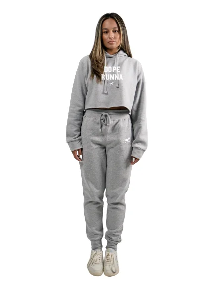 Fresh Start - Crop Top SweatSuit - Grey X White