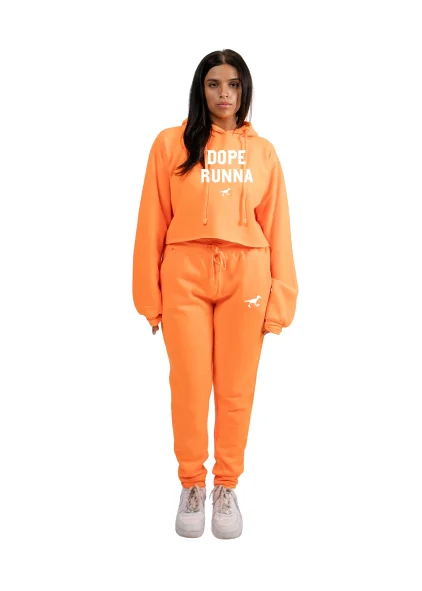 Fresh Start - Crop Top SweatSuit - Orange X White