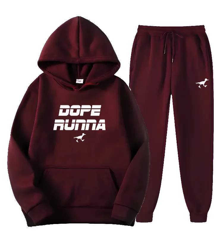 Jog It Out - SweatSuit - Maroon / White ( Unisex)