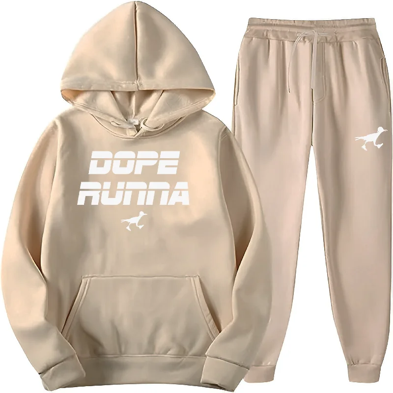 Jog It Out - SweatSuit - Tan / White ( Unisex)