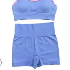 Seamless Lily Shorts and Crop top Set in Blue