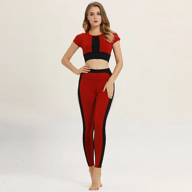 Woman Sport Fitness Clothes Suits Running 2 Pieces Yoga Sets Sexy Workout Gym Sportswear Athletic Tracksuit Training Clothes