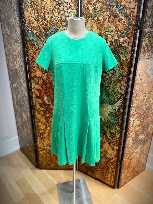 1960s Kelly Green Drop Waist Dress Tunics Long Elegant