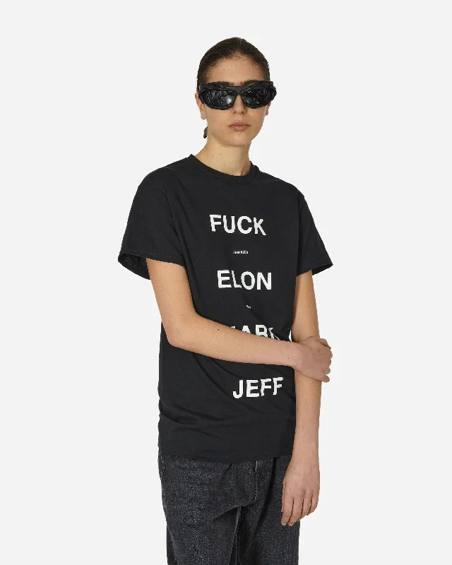 Fuck Elon Mark Jeff T-Shirt Black Mesh Canvas Denim