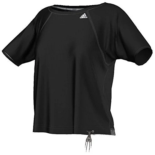 adidas Women's Climachill Loose T-Shirt - Black, X-Small Hooded Caped Shawl Collar