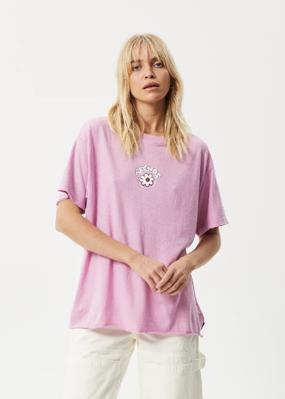 AFENDS Womens Flowers Slay - Oversized Graphic T-Shirt - Candy Terry Blend Velvet Blend Canvas Blend AFENDS Womens Flowers Slay - Oversized Graphic T-Shirt - Candy Terry Blend Velvet Blend Canvas Blend