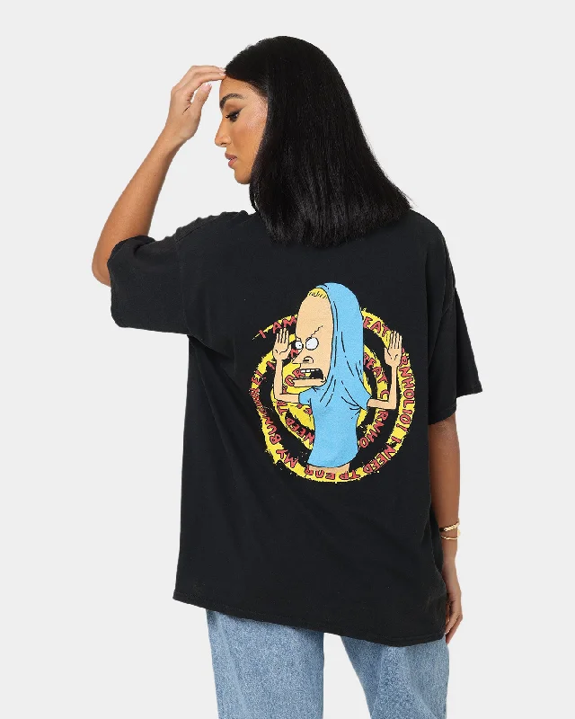 American Thrift American Thrift X Beavis & Butthead Cornholio Vintage T-Shirt Black Wash Thin T-Shirt Open Front Quick Dry