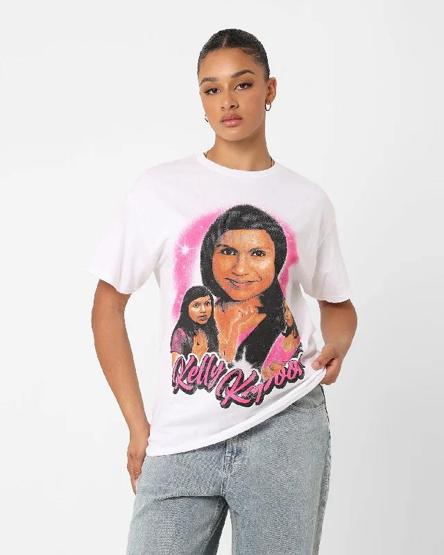 American Thrift X The Office Kelly Kapoor Vintage T-Shirt White Notch Collar Peter Pan Collar Cowl Neck