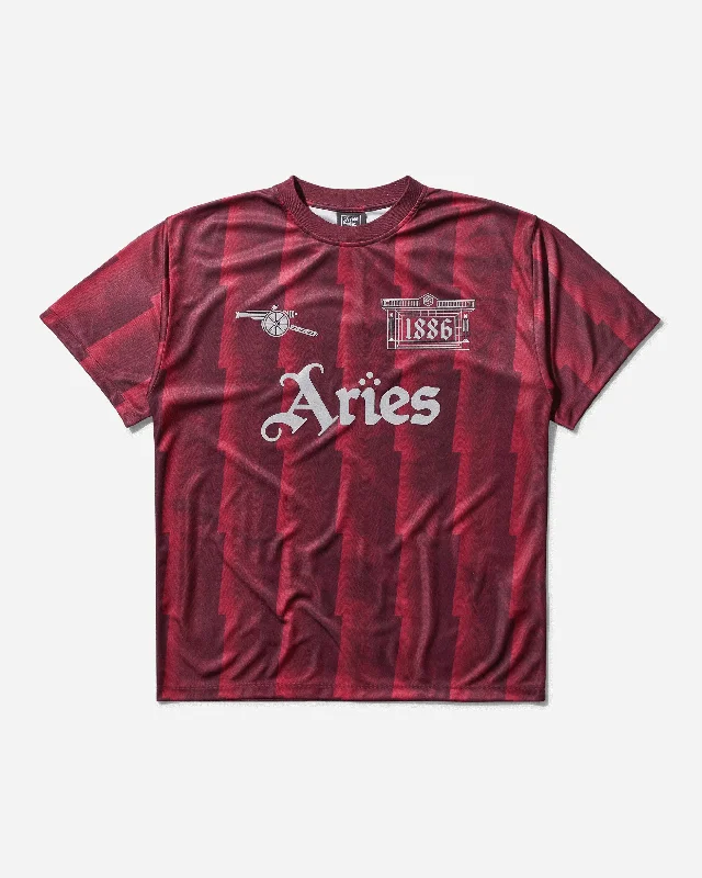 Men's Arsenal Lightning Stripe Poly T-Shirt Red Fleece Fabric Down Fabric Feather Fabric Men's Arsenal Lightning Stripe Poly T-Shirt Red Fleece Fabric Down Fabric Feather Fabric