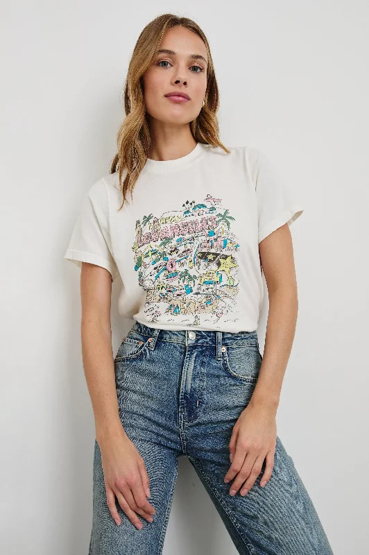 BOYFRIEND T-SHIRT - RAILS LOS ANGELES MAP WHITE Spandex Blend Rayon Blend Denim Blend BOYFRIEND T-SHIRT - RAILS LOS ANGELES MAP WHITE Spandex Blend Rayon Blend Denim Blend