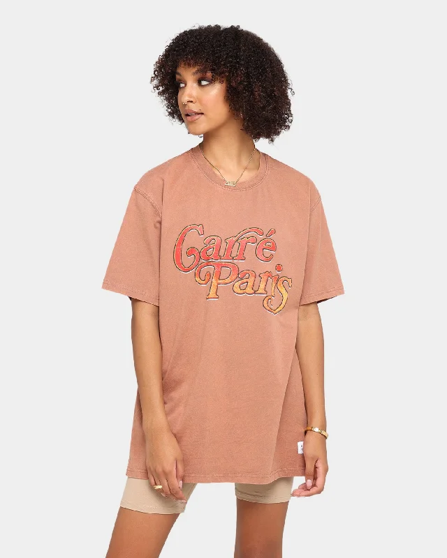 Carre Groove Vintage T-Shirt Brown Zippered Front Buttoned Front Snap Front