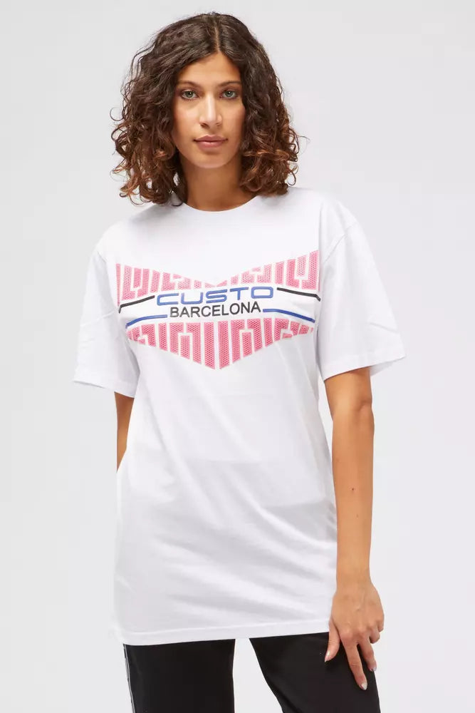 White Cotton Women T-Shirt Collared T-Shirt Boat Neck A-Line