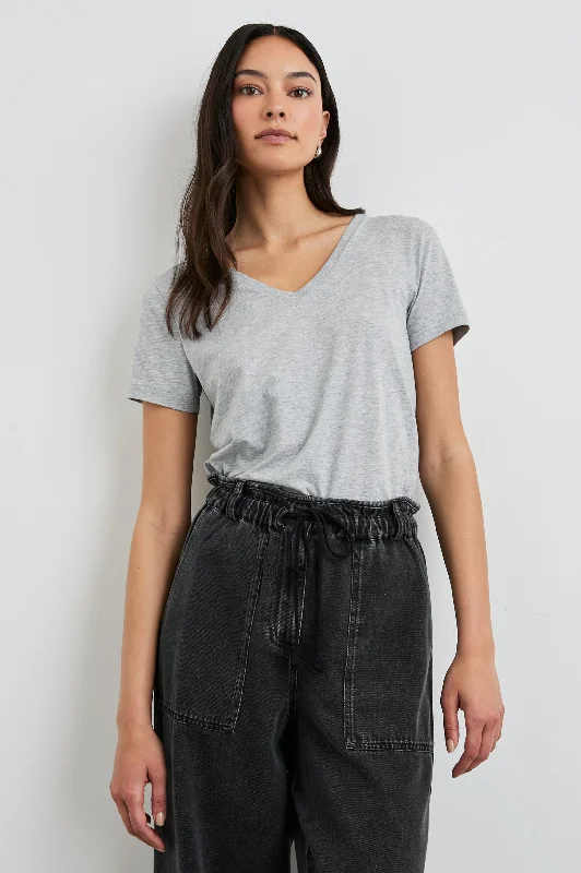 CLASSIC V NECK T-SHIRT - HEATHER GREY Terry Blend Velvet Blend Canvas Blend