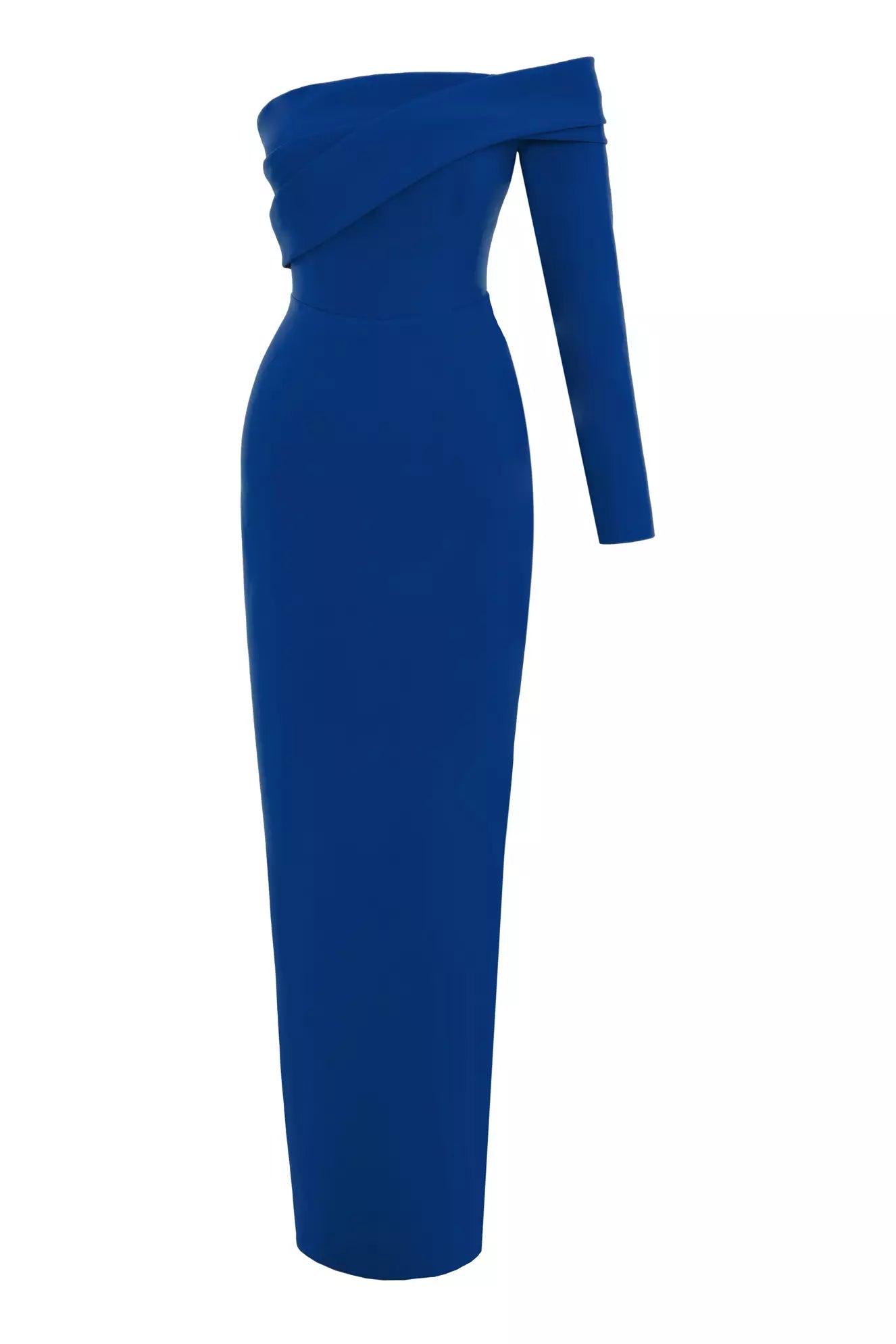 Crepe Single Sleeve Long Dress - Blue Maxi Flowy Bohemian