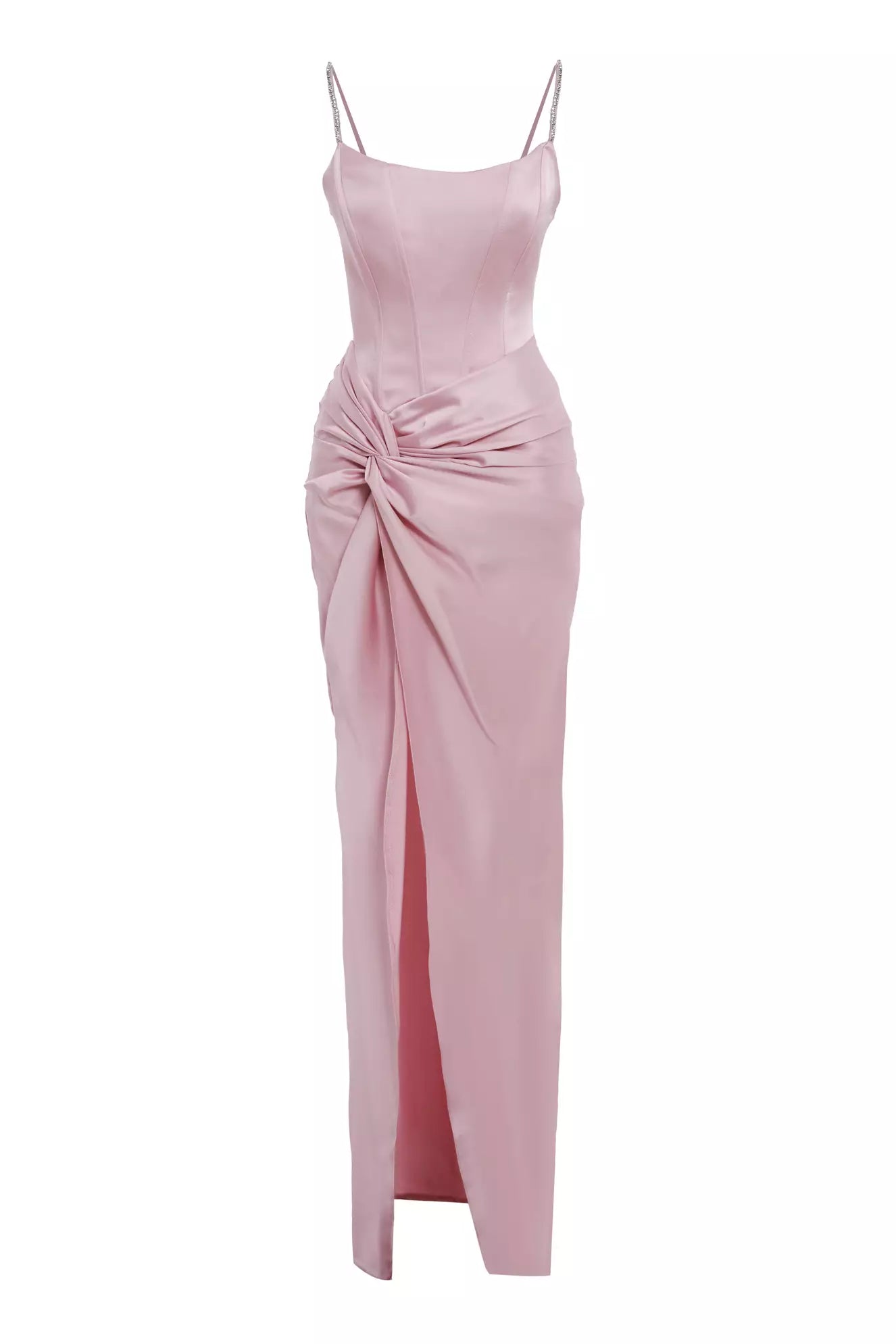Satin Sleeveless Long Dress - Blush A-Line Day Work