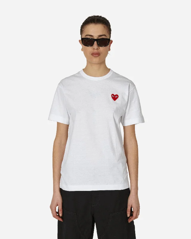 Heart T-Shirt White Handmade Hand-knitted Hand-woven
