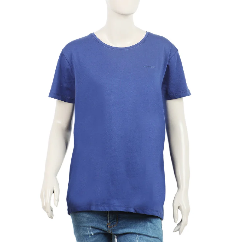 Eminent Women's Half Sleeves Printed T-Shirt - Navy Blue Fleece Nylon Spandex