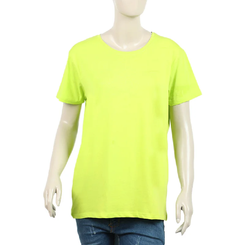 Eminent Women's Half Sleeves Printed T-Shirt - Neon Green Iron Safe Non-Iron Wrinkle Free