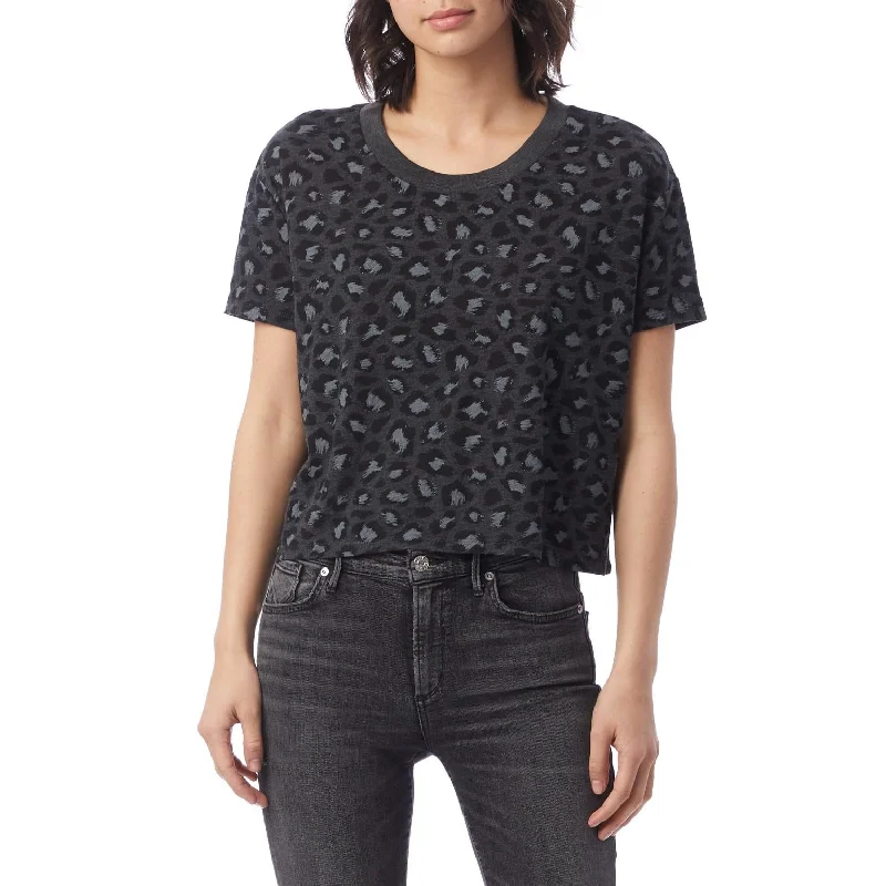 Headliner Eco-Jersey Cropped T-Shirt (Dark Grey Leopard) Satin Fabric Silk Fabric Chiffon Fabric Headliner Eco-Jersey Cropped T-Shirt (Dark Grey Leopard) Satin Fabric Silk Fabric Chiffon Fabric