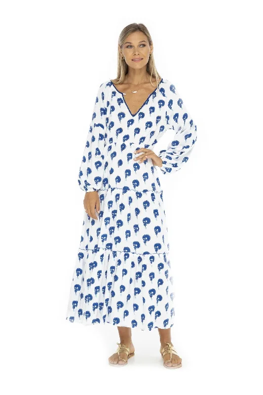 Indian Flower Lisbon Long Dress Tunics Evening elegant