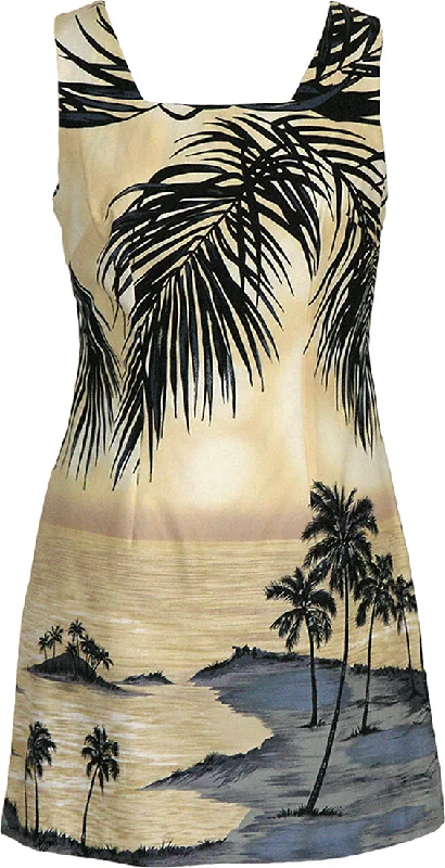 Island Escape Women's A-Line Short Tank Hawaiian Dress (Petite Size) Tunic Top Casual