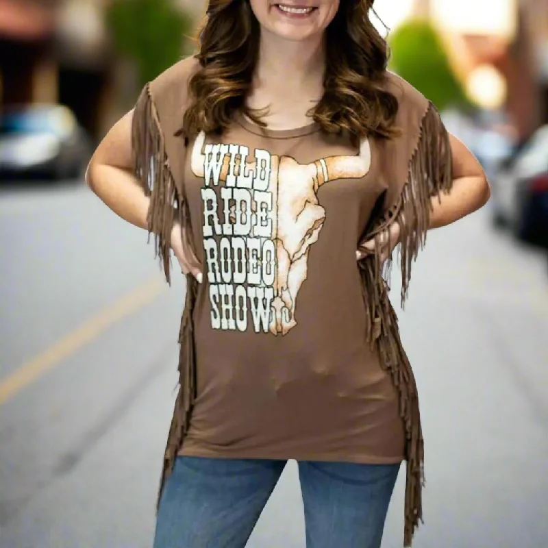 Liberty Wear Women's Wild Ride Rodeo T-Shirt Sequined Glittery Shiny