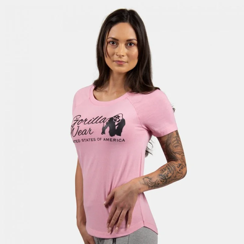 Lodi T-shirt - Light Pink Denim Fabric Leather Fabric Suede Fabric