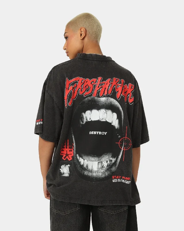 Loiter Firestarter Vintage T-Shirt Vintage Black Striped Floral Plaid