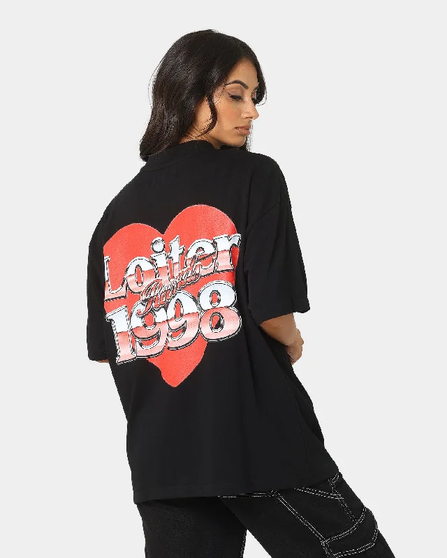 Loiter Love Below T-Shirt Black Zippered Buttoned Snapped