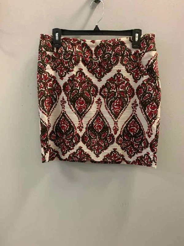 MERONA Dresses and Skirts Size 8 CREAM/BROWN/HOT PINK Paisley HIGH WAIST Skirt Tunics Plaid country