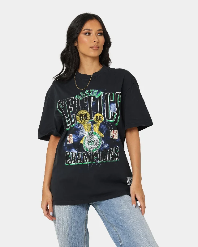 Mitchell & Ness Boston Celtics Conference Champs Vintage T-Shirt Faded Black V-Neck T-Shirt Long Sleeve Cotton