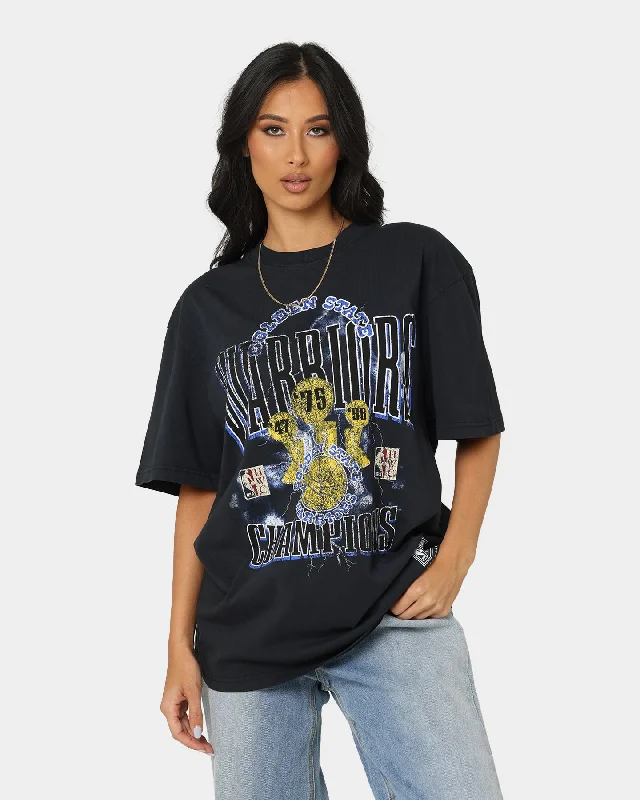 Mitchell & Ness Golden State Warriors Conference Champs Vintage T-Shirt Faded Black Hooded Caped Shawl Collar Mitchell & Ness Golden State Warriors Conference Champs Vintage T-Shirt Faded Black Hooded Caped Shawl Collar
