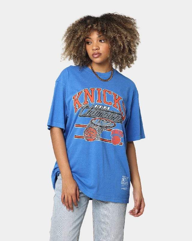 Mitchell & Ness New York Knicks Hoops Vintage T-Shirt Faded Blue Boxy Fit Fitted Loose