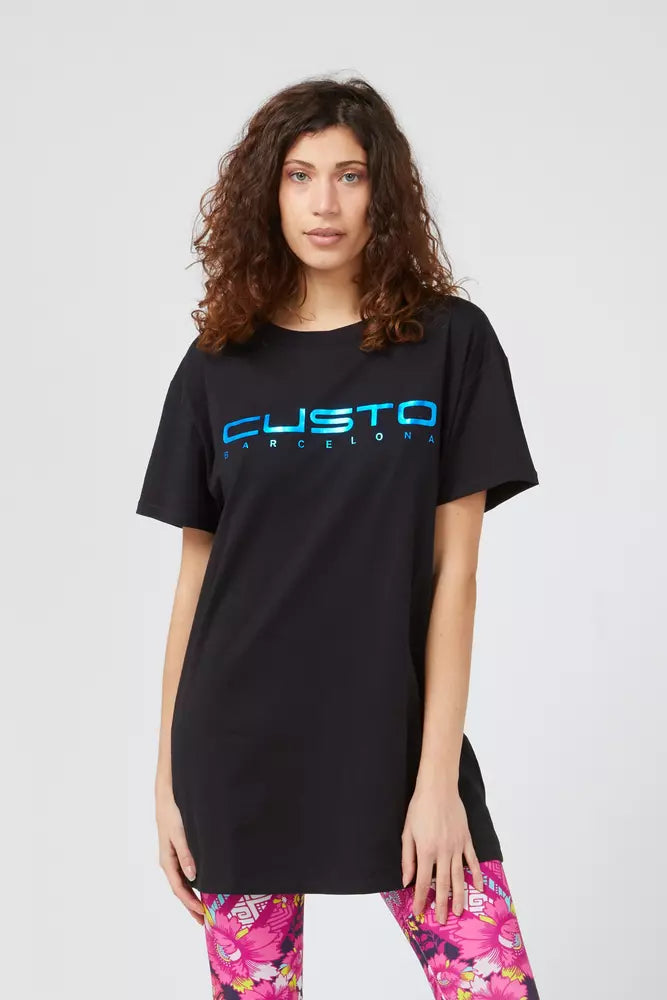 Blue Cotton Women T-Shirt Ribbed T-Shirt High Neck Heavyweight
