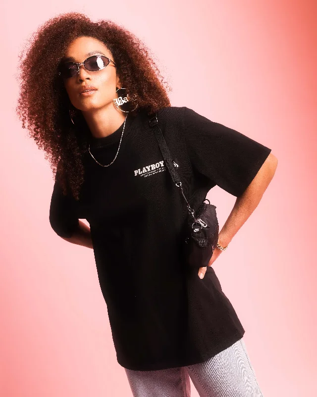 Playboy May/June '18 Short Sleeve T-Shirt Black Sequined Glittery Shiny