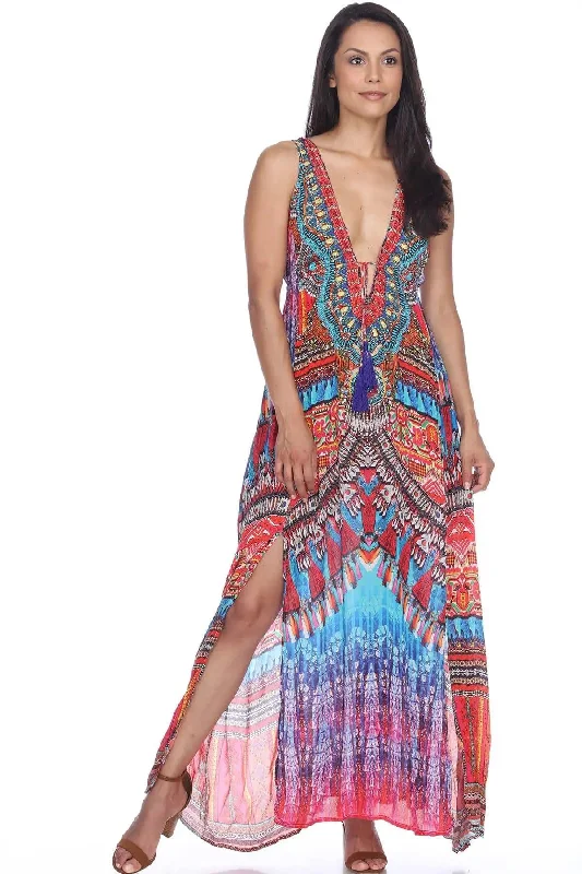 Resort Beach 2 Two Slit Party Maxi Long Dresses for Women - Sun Beach Club Dresses, Summer Wedding and Casual Evening Cowl Neckline Elegant Resort Beach 2 Two Slit Party Maxi Long Dresses for Women - Sun Beach Club Dresses, Summer Wedding and Casual Evening Cowl Neckline Elegant