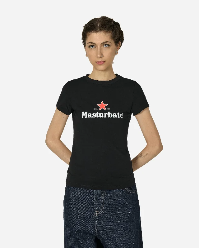 Slam Jam Masturbate T-Shirt Black Spandex Blend Rayon Blend Denim Blend