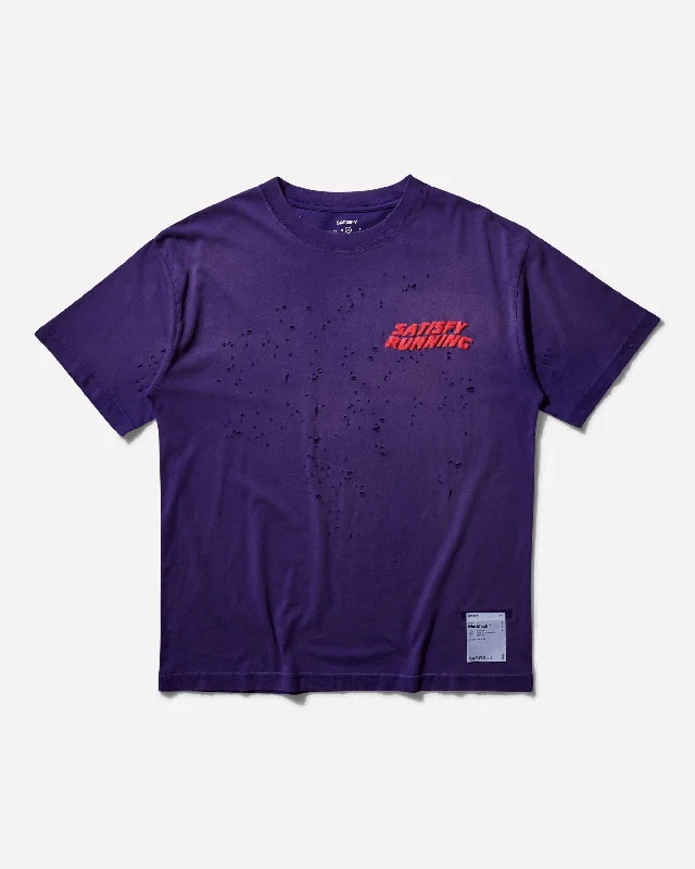 Men's MothTech T-Shirt Faded Purple Embroidered Appliqued Beaded
