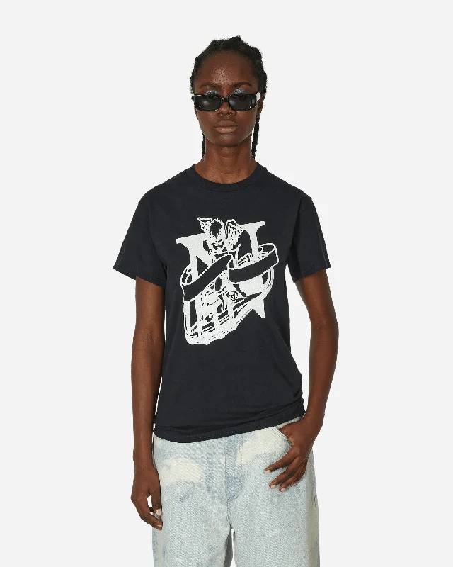 Storia Vera N Angel T-Shirt Black Solid Print Embellished