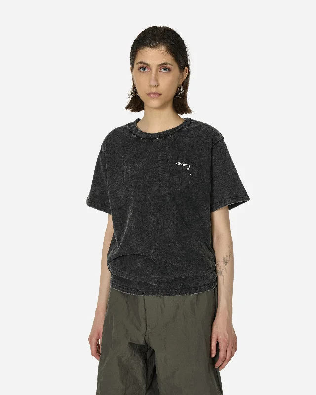 Western Crisis T-Shirt Black Notch Collar Peter Pan Collar Cowl Neck