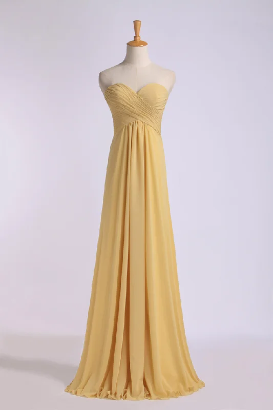 Strapless Gold High Waist Chiffon Long Bridesmaid Dress Tunics Practical durable