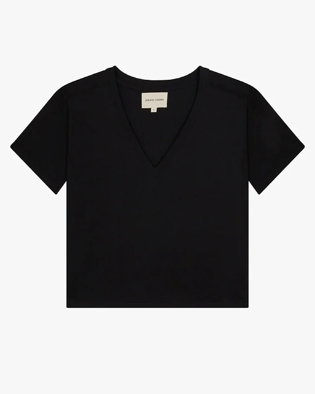 Faaa V-Neck T-Shirt Asymmetrical Pockets Print